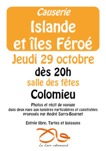 Le Lien Colomiard - causerie Islande et iles Feroe 29 octobre 2015